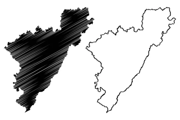 Pali District Rajasthan State Republic Índia Map Vector Illustration Scribble — Vetor de Stock