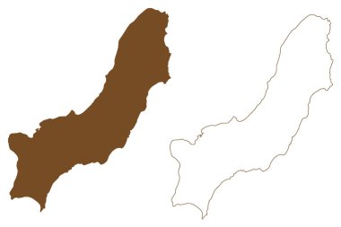 Paramushir Adası (Rusya, Rusya Federasyonu, Kuril Adası takımadaları) harita vektör çizimi, çizim Paramushir haritası