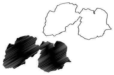Phek ilçesi (Nagaland Eyaleti, Hindistan Cumhuriyeti) harita vektör illüstrasyonu, çizim Phek haritası