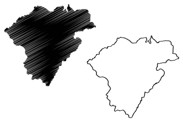 Distrito Peren Nagaland State Republic Índia Mapa Ilustração Vetorial Rabiscos — Vetor de Stock