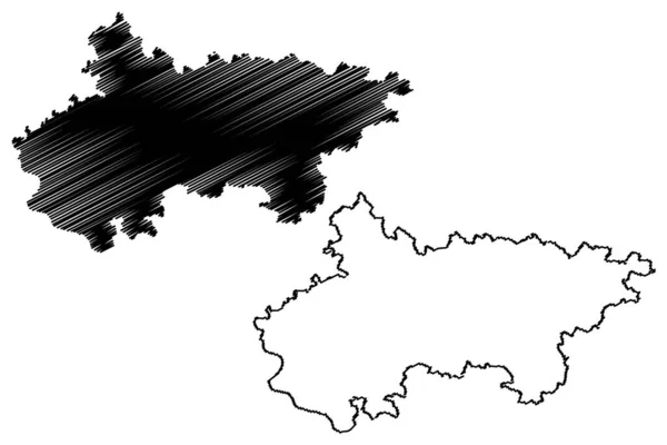 District Pratapgarh État Uttar Pradesh République Inde Illustration Vectorielle Carte — Image vectorielle