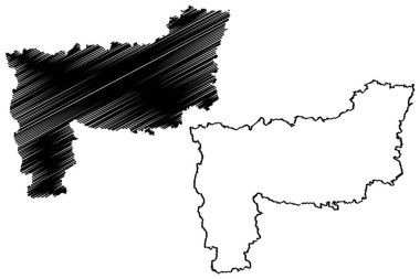 Purnia bölgesi (Bihar Eyaleti, bölünme, Hindistan Cumhuriyeti) harita vektör çizimi, çizim Purnia haritası