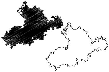 Rajkot ilçesi (Gujarat Eyaleti, Hindistan Cumhuriyeti) harita vektör illüstrasyonu, çizim Rajkot haritası