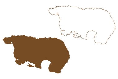 Navarino Adası (Şili Cumhuriyeti, Güney ve Latin Amerika) harita vektör çizimi, çizim Isla Navarino veya Shunuko haritası