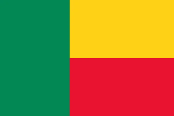 贝宁共和国国旗 黄色和红色的矢量和水平双色 悬挂处有绿色垂直带 — 图库矢量图片