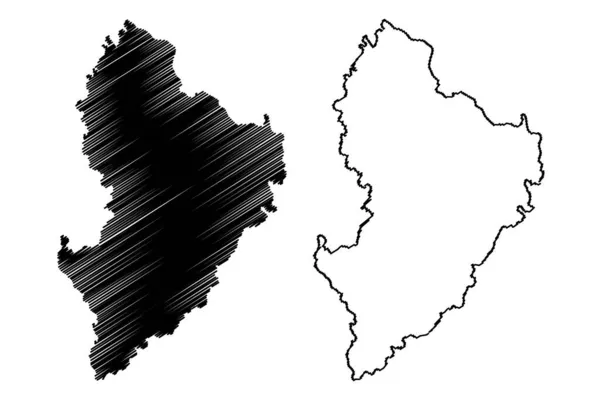 拉姆布尔区 印度共和国北方邦 地图矢量图解 速写草图拉姆布尔图 — 图库矢量图片