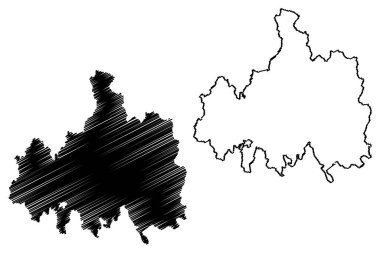 Rayagada ilçesi (Odisha Eyaleti, Hindistan Cumhuriyeti) harita vektör illüstrasyonu, çizim Rayagada haritası