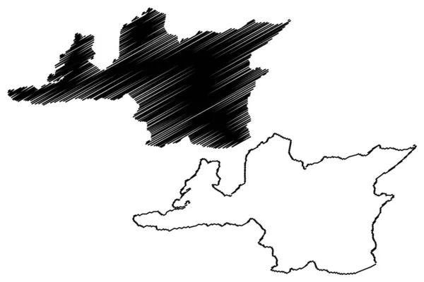 Bhoi District Meghalaya State Republika Indii Mapa Wektor Ilustracja Skecz — Wektor stockowy