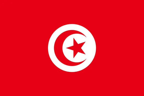 Bandera Nacional República Túnez Vector Campo Rojo Con Disco Solar — Vector de stock