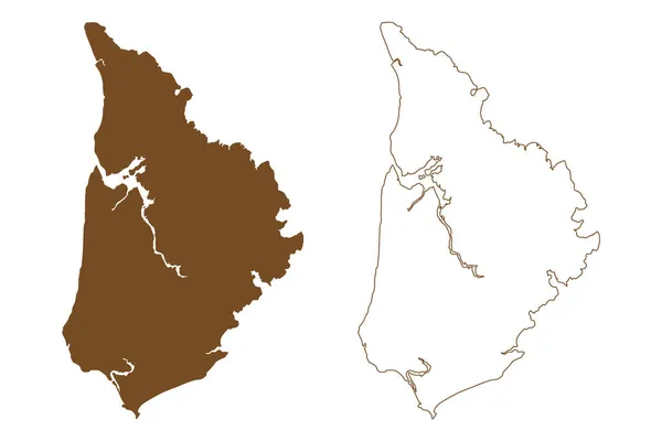 トランガン島 インドネシア共和国 東南アジア アル諸島県 地図ベクトル図 スケッチブルスケッチトランガン地図 — ストックベクタ
