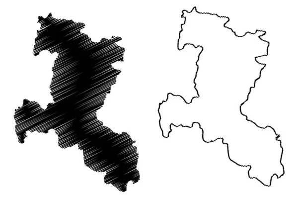 Serchhip District Mizoram State Republic India Map Vector Illustration Scribble — стоковий вектор