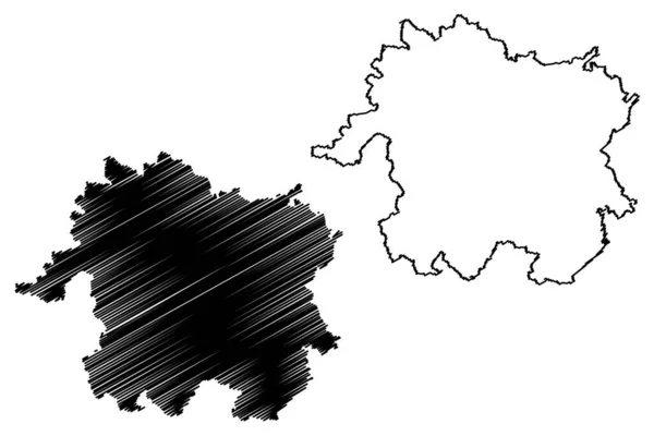 Shivpuri区 印度共和国Gwalior省中央邦 地图矢量图解 速写草图Shivpuri地图 — 图库矢量图片