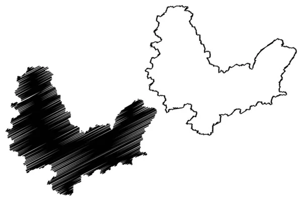 Distrik Sikar Negara Bagian Rajasthan Republik India Gambar Vektor Peta - Stok Vektor
