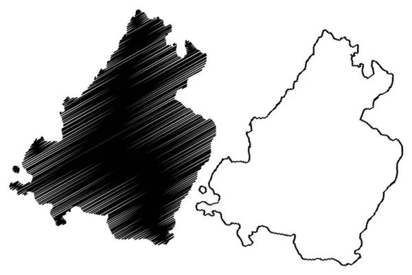 Distrito Sirohi Rajasthan State República India Mapa Vector Ilustración Boceto — Vector de stock