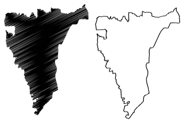 Sipahijala Distrito Estado Tripura República Índia Mapa Vetorial Ilustração Rabiscos — Vetor de Stock