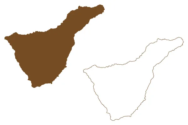 Isla Tenerife Reino España Islas Canarias Mapa Vector Ilustración Boceto — Vector de stock