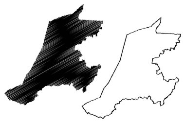 Sri Ganganagar ilçesi (Rajasthan Eyaleti, Hindistan Cumhuriyeti) harita vektör çizimi, çizim Sri Ganganagar haritası
