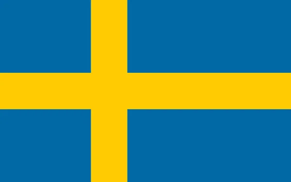 瑞典王国国旗 蓝色的字段 上面有一个黄色的北欧十字 一直延伸到边缘 十字的垂直部分移到了桅杆一侧 — 图库矢量图片