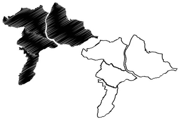 Distrito Subarnapur Estado Odisha República India Mapa Vector Ilustración Boceto — Archivo Imágenes Vectoriales