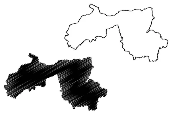 Sundergarh District Odisha State Republic India Map Vector Illustration Scribble — Stock Vector