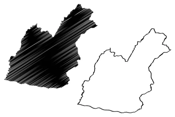 Distrito Tamenglong Estado Manipur República Índia Mapa Ilustração Vetorial Rabisco — Vetor de Stock