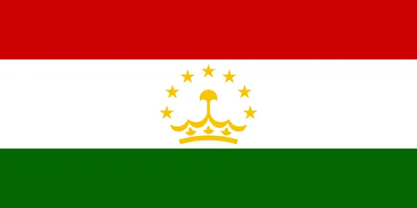タジキスタン国旗 緑の三色旗 中央に七つ星の円弧を描く冠 — ストックベクタ