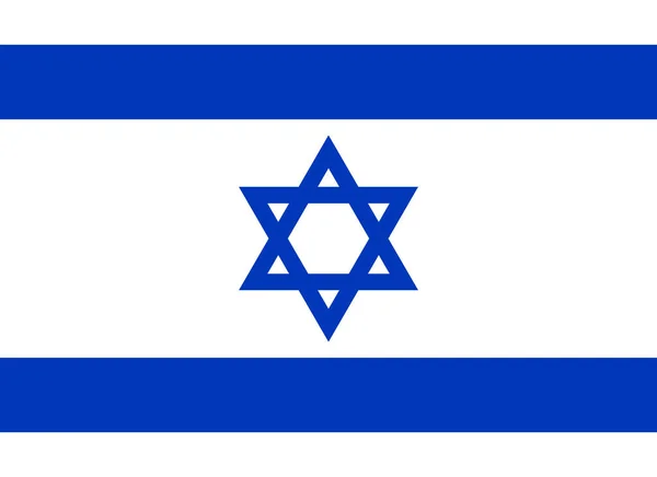 Państwo Flagi Izraela Błękitna Gwiazda Dawida Pomiędzy Dwoma Poziomymi Niebieskimi — Wektor stockowy