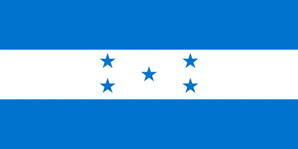 ホンジュラス国旗共和国 セルリアンブルーと白の水平の部族と白のバンドを中心にXパターンに配置された5つの青い5点の星 — ストックベクタ