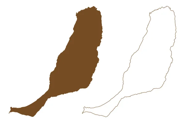 Isola Fuerteventura Regno Spagna Isole Canarie Mappa Vettoriale Illustrazione Abbozzo — Vettoriale Stock