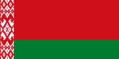 Belarus Ulusal Bayrak Cumhuriyeti, Beyaz Rusya, yeşilden kırmızı iki renkli yatay renk, beyaz dikey şeritte kırmızı süslemeli.