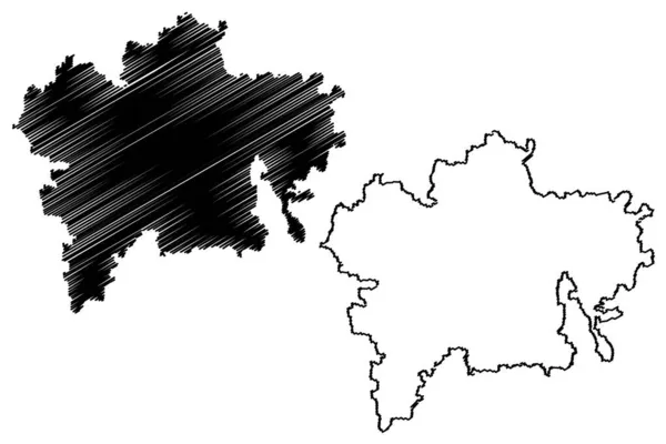 Ujjain区 印度共和国中央邦 Ujjain省 地图矢量图解 速写草图 — 图库矢量图片