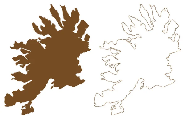 Senja Wyspa Królestwo Norwegii Mapa Wektor Ilustracja Skecz Bazgroły Sazza — Wektor stockowy