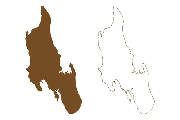 잔지바르 탄자니아 공화국 잔지바르 스케치 Unguja Map — 스톡 벡터