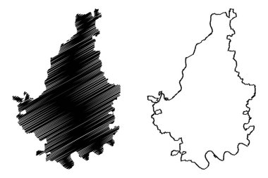 Vadodara ilçesi (Gujarat Eyaleti, Hindistan Cumhuriyeti) harita vektör çizimi, çizim Baroda haritası
