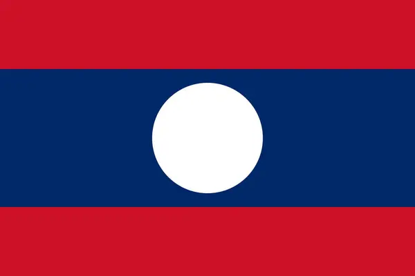Bandeira Nacional República Democrática Popular Laos Laos Tribanda Horizontal Vermelho — Vetor de Stock