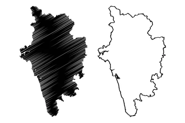 Uttara Kannada District Karnataka State Republic India Belgaum Division Kartenvektorillustration — Stockvektor