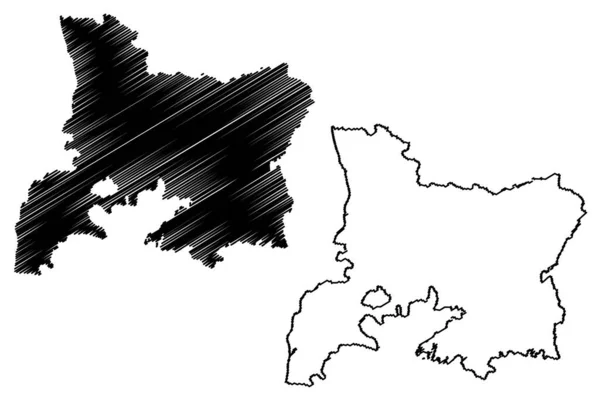 Valsad District Gujarat State Republic India Map Vector Illustration Scribble — Vector de stock
