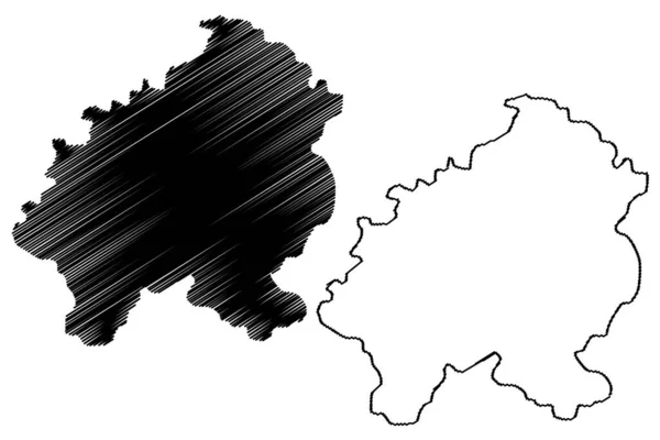Vikarabad District Telangana State Republiek India Kaart Vector Illustratie Krabbel — Stockvector