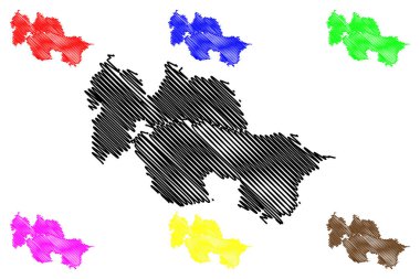 Bokaro bölgesi (Jharkhand Eyaleti, Hindistan Cumhuriyeti, Kuzey Chotanagpur bölümü) harita vektör çizimi, çizim Bokaro haritası