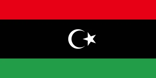 État Drapeau National Libyen Tribande Horizontale Rouge Noire Verte Chargée — Image vectorielle