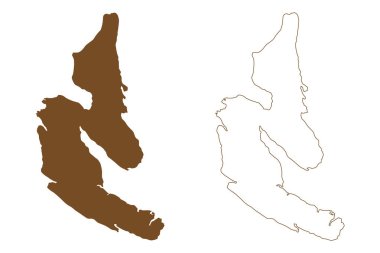 Dawson Adası (Şili Cumhuriyeti, Güney ve Latin Amerika Cumhuriyeti, Tierra del Fuego Takımadaları) harita vektör çizimi, çizim çizimi Isla Dawson haritası