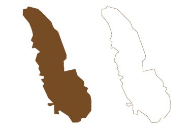 Lougheed Adası (Kanada, Nunavut Bölgesi, Kuzey Amerika) harita vektör çizimi, çizim çizimi Lougheed haritası