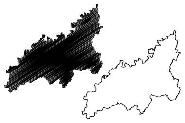 Washim İlçesi (Maharashtra Eyaleti, Amravati Bölümü, Hindistan Cumhuriyeti) harita vektör çizimi, çizim Washim haritası