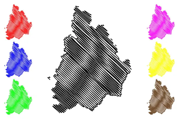 Distrito Dahod Estado Gujarat República India Mapa Vector Ilustración Boceto — Archivo Imágenes Vectoriales