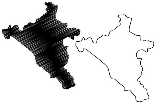 Wanaparthy District Telangana State Republika Indii Mapa Wektor Ilustracja Skecz — Wektor stockowy