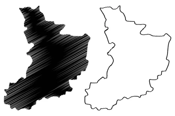 Warangal District Telangana State Republic Índia Map Vector Illustration Scribble — Vetor de Stock