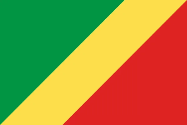 National Flag Republic Congo Congo Brazzaville Congo Republic Diveronal Tricolour — стоковий вектор