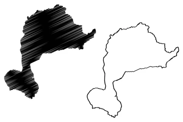 西ジャイナティアヒルズ地区 インド共和国メガラヤ州 地図ベクトル図 スケッチブック 西ジャイナティアヒルズ地図 — ストックベクタ