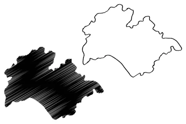 West Karbi Anglong District 공화국 Map Vector Illustration Scribble Sketch — 스톡 벡터