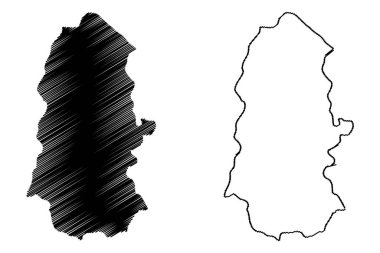 Batı Sikkim İlçesi (Sikkim Eyaleti, Hindistan Cumhuriyeti) harita vektör çizimi, Batı Sikkim haritası karala